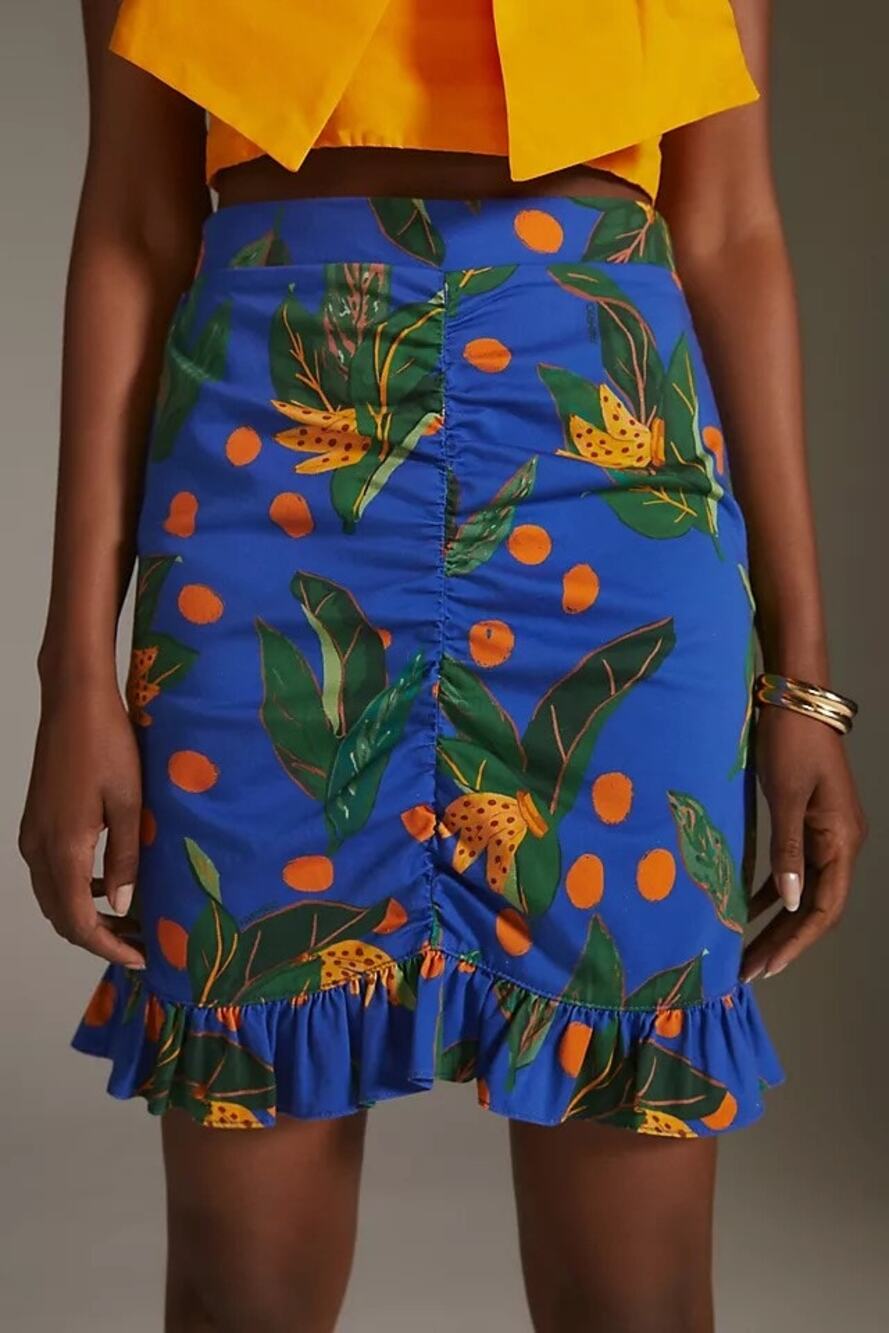 Farm Rio x Anthropologie Ruched Mini Skirt